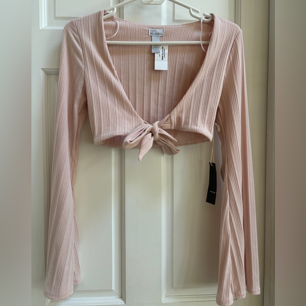 Long Sleeve Pink Crop Top